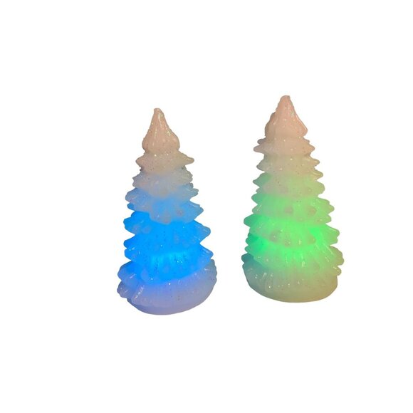 LED color Changing Wax Christmas Trees- set of 2 - Picture 14 of 16